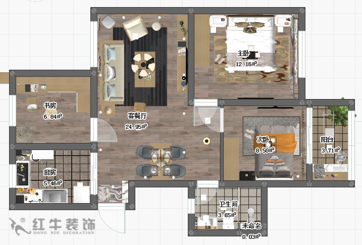 仇美蓉_石埠湾云霞居9-3-609-90㎡-北欧风格_平面图+logo